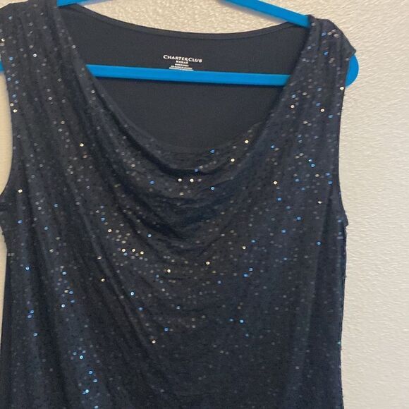 Charter Club- black sparkle blouse -size 1X - Picture 2 of 6